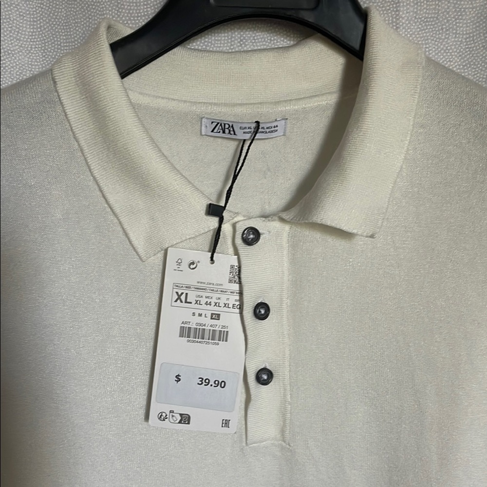 Zara Men's Cream Polo Shirt - Picture 2 of 6
